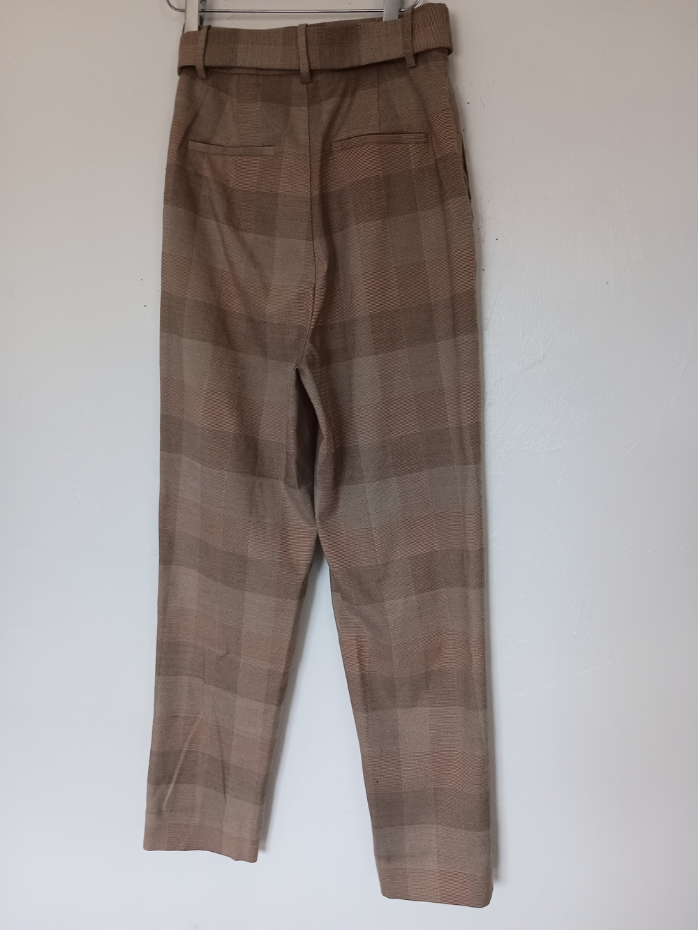 Acler Chelsea Pant In Check - Plaid High-Waist Straight-Leg Pants Belt Pockets - Picture 6 of 14